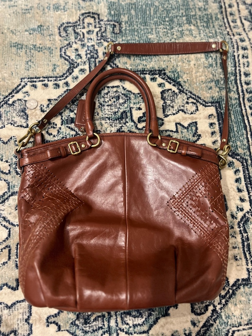Coach Madison Criss Cross Leather Satchel Shoulder Bag #19836 - Picture 2 of 15
